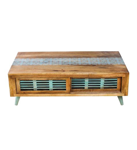 Sula Teal Hand Painted Coffee Table in 2 Sizes | Fabuliv