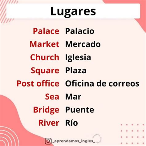 Lugares In English