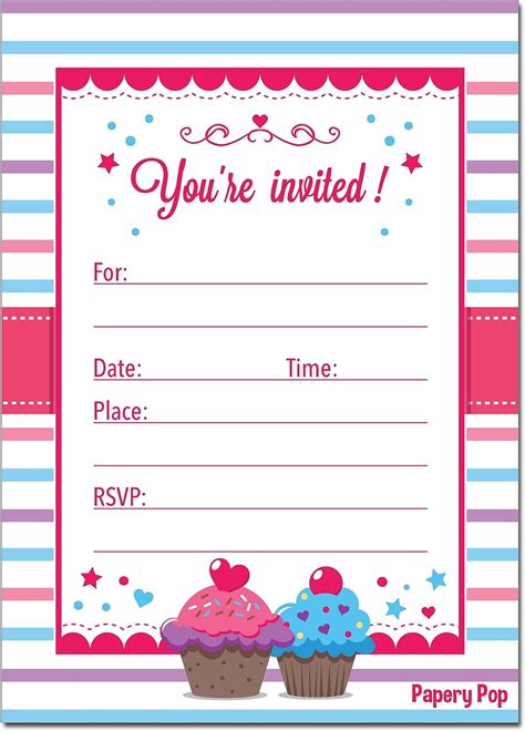 30 Cupcake Birthday Invitations with Envelopes 30 India | Ubuy