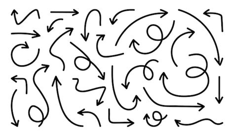 Handgezeichnete Pfeile Icon Set Skizzieren Sie gebogene Pfeile Design ...