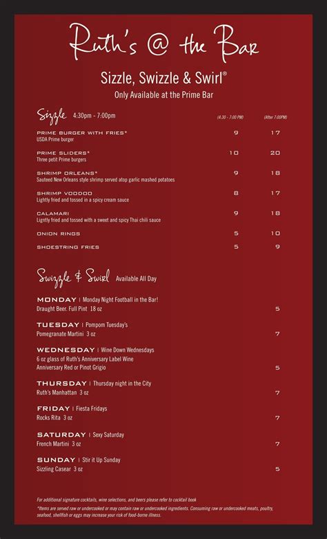 to view menu - Ruth's Chris Steak House
