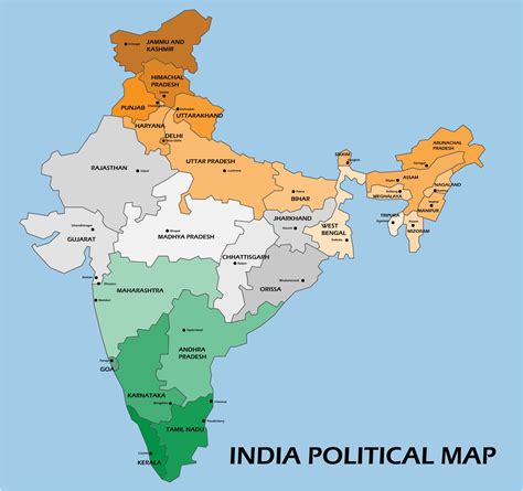 Wall Map New India Political - Printed On Vinyl (27.5" W X 32.6" H ...