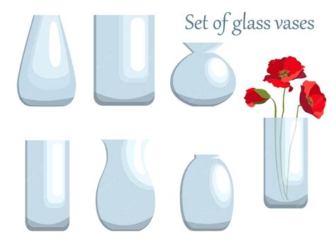 Premium Vector | Set of different glass vases. pots and flower vases of ...
