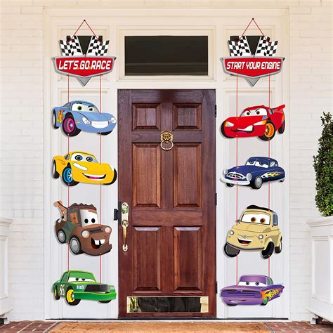 Buy PANTIDE Race Car Door Sign Decoration Let’s Go Racing Cardboard ...