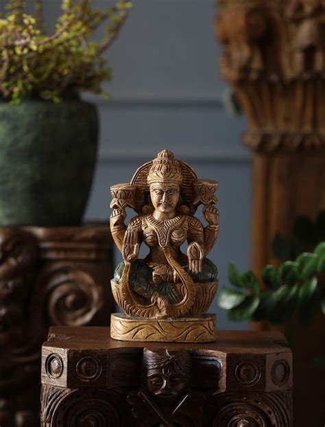 Wooden Whisper - Lakshmi Hand-Carved Statue – Revive Home