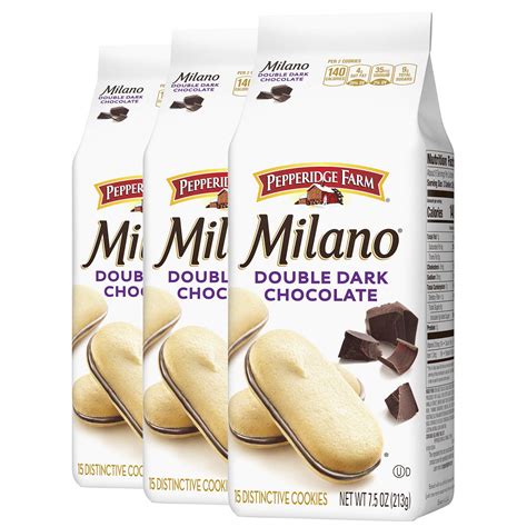 Pepperidge Farm Milano Cookies, Double Dark Chocolate, 3 Bags, 7.5 oz ...