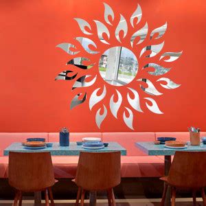 BEST DECOR 90 cm Sun Flame Silver(Pack Of 25)1 Self Adhesive Sticker ...