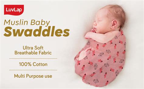 Buy LuvLap 100% Cotton Muslin Baby Swaddle Set, Printed Muslin Swaddle ...