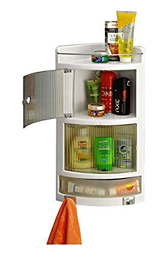 ZOSHOMI Orril Plastic Bathroom Corner Cabinet, Large -White- (Make in ...