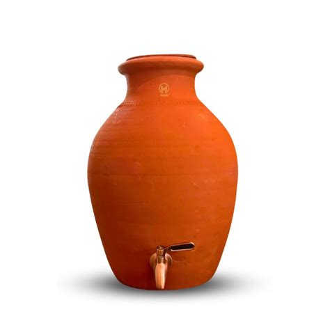Buy Handmade Terracotta Clay Water Pot With Metal Tap, 8 Liters Online ...