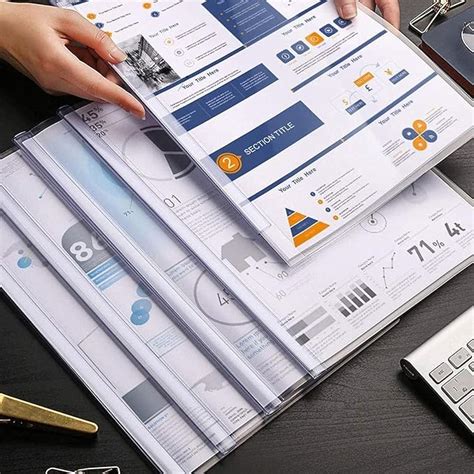 JSMSH Plastic File Folder for Document Sliding Bar Report Covers ...