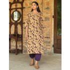 Black Hand Block Printed Cotton Kurta with Pants- Set of 2