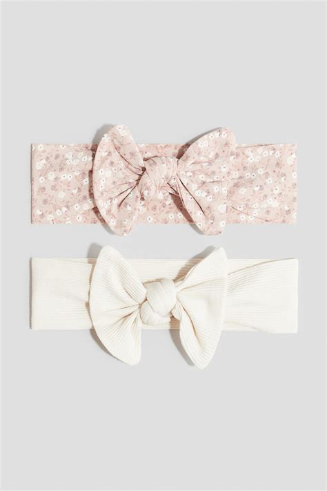 Light pink/Floral 2-pack bow-detail hairbands for kids | H&M IN