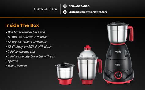 Buy Prestige Regal 750W Mixer Grinder with 3 stainless-steel Jars ...