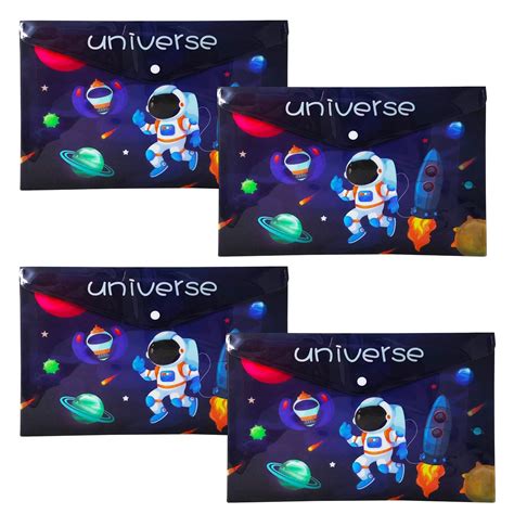 PARTEET 4Pcs Space Theme Documents File Storage Bag with Snap Button ...