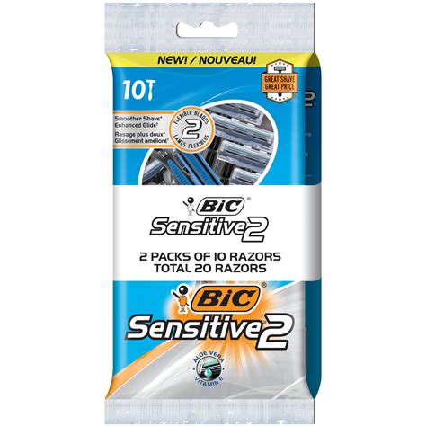 Buy BIC Sensitive 2 Men's Disposable Razor, 20-Count, Two Blades for ...