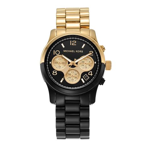 Buy Michael Kors Women Black Runway Two Tone Chronograph Watch Online ...