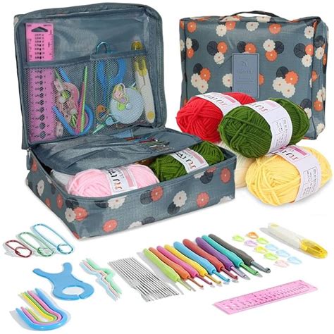 HASTHIP® Crochet Needle Kit 107Pcs Crochet Knitting Needle Kit with ...
