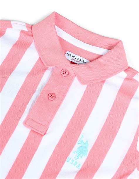 Buy Boys Boys Vertical Striped Regular Fit Polo Shirts Pink|U.S. Polo ...