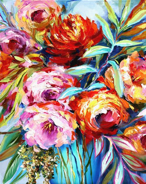 Abstract colorful flower paintings on canvas | Flower painting ...