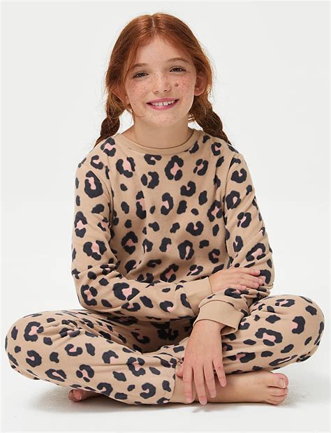 Buy Fleece Leopard Pyjamas (1-18 Yrs) at Marks & Spencer
