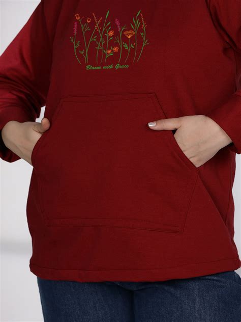 Maroon Fleece Hoodie - BloomGrace l Sizes Upto 8XL l Plus Size l LDU