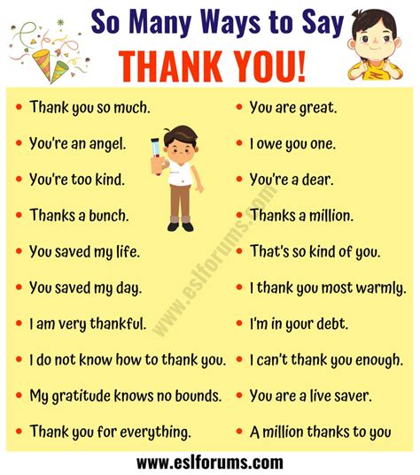 THANK YOU Synonym | 41 Creative Ways to Say Thank You! - ESL Forums
