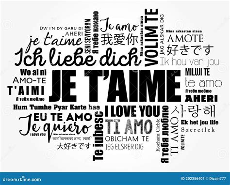 Je Trsquo Aime Te Amo En Francés Word Cloud Stock de ilustración ...