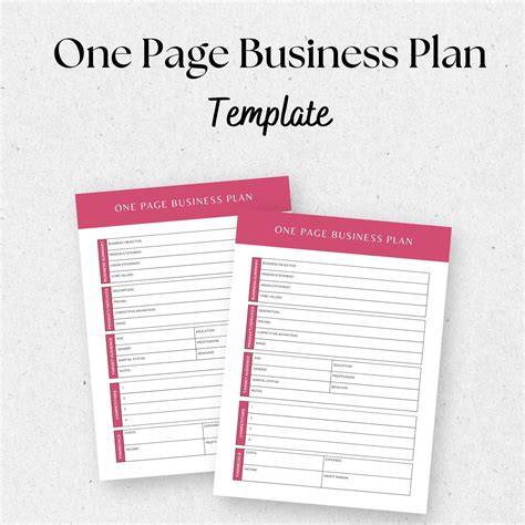 One Page Business Plan 的图像结果