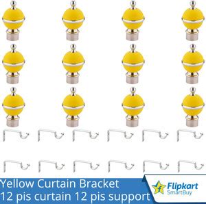 Flipkart SmartBuy Yellow Curtain Knobs, Rod Rail Bracket Metal Price in ...