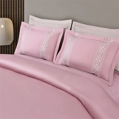 Malako Luxe Stitch & Dream: 550 TC Blush Pink Premium Embroidered Bedd ...