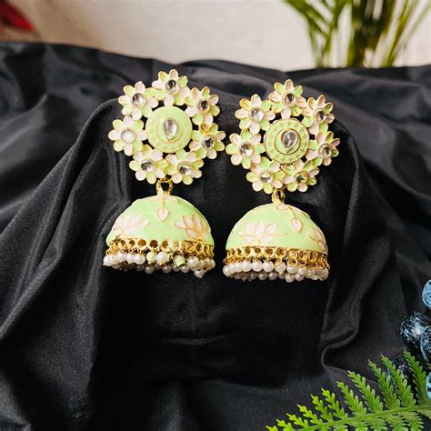 Mint Lotus Gold Plated Jhumki Earrings – Arzzbyfarha