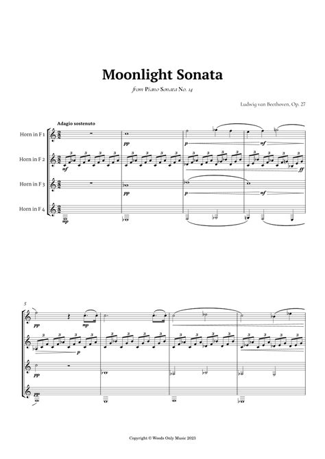 Moonlight Sonata by Beethoven for French Horn Quartet (arr. Ander ...