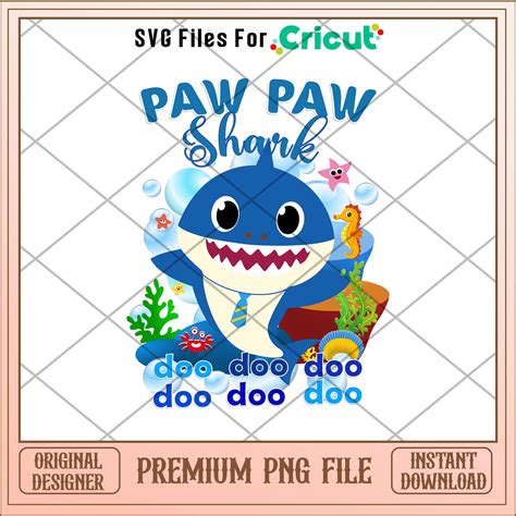 Paw Paw Baby Shark Png, Baby Shark characters png, digital download ...
