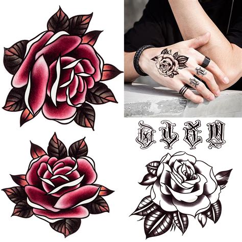 Buy CARGEN Rose Temporary Tattoos Classic Vintage Tattoo for Women Men ...
