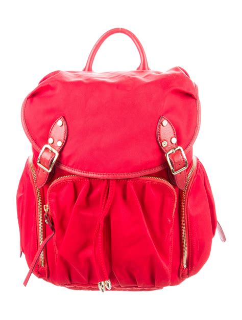 MZ Wallace Nylon Leather-Trimmed Backpack - Red Backpacks, Handbags ...
