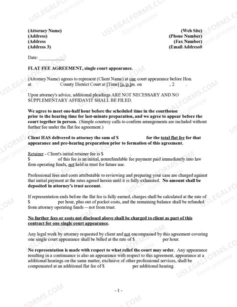 Minnesota Flat Fee Agreement - Single Court Appearance | US Legal Forms