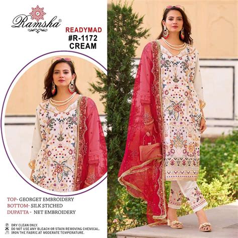 RAMSHA R 1172 GEORGETTE HEAVY EMBROIDERED READY MADE PAKISTANI SUITS AT ...