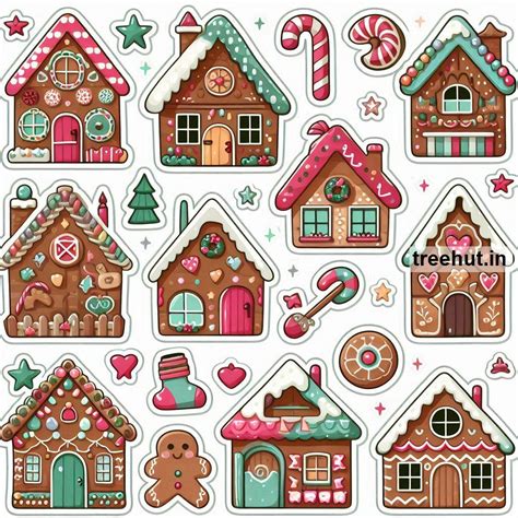 Cute Printable Gingerbread House Stickers and 60 Craft Ideas with ...