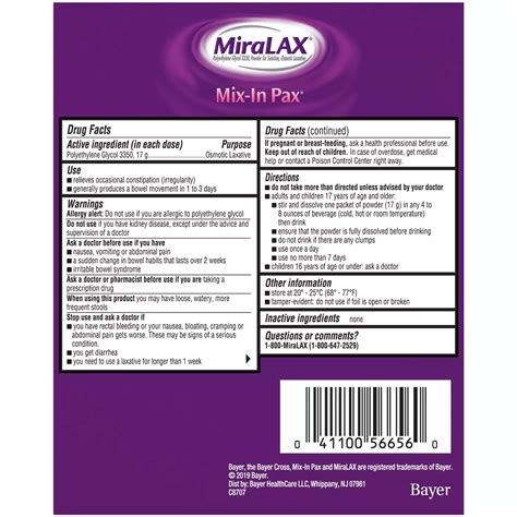 MiraLAX Mix-in Pax Unflavored Powder Packets - Shop Digestion & nausea ...