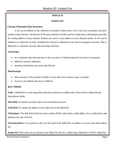 Module 3 statistics - MODULE III LINKED LIST Concept of Dynamic Data ...