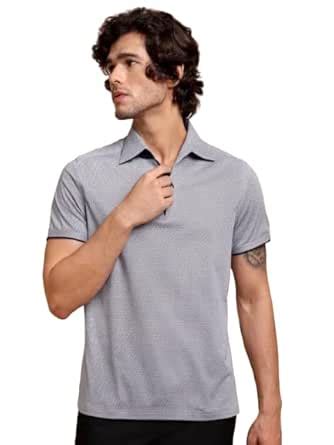 Buy RITZ THE LABEL Navy Geometria Polo Shirt for Men with One-Piece ...