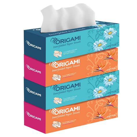 Origami 1 Ply Paper Napkins Pull Box | Pack of 4 (100 Pulls Per Box ...