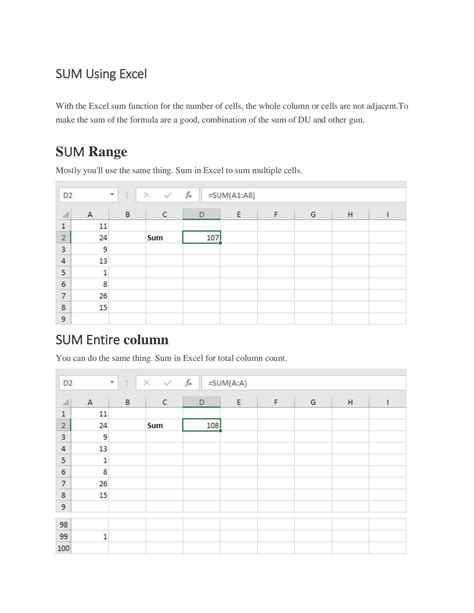 Image result for Basic Excel Sum Formula