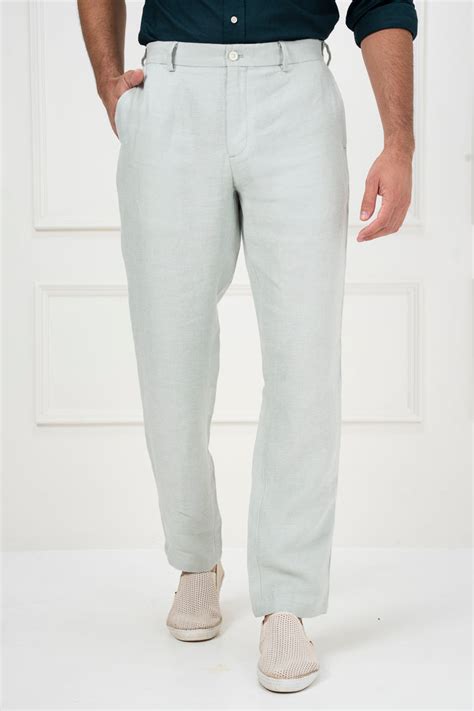 Buy Men's Green 100% Linen Summer Pants Online In India