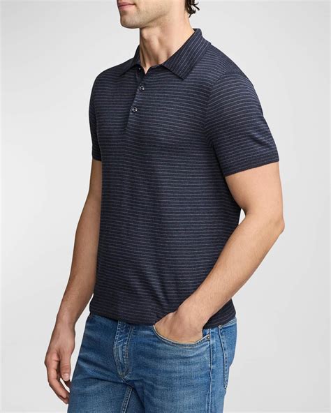 Ralph Lauren Purple Label Men's Striped Silk-Cotton Polo-Collar Sweater ...