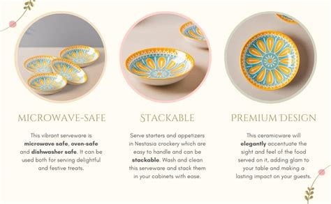 Buy Nestasia Blue and Orange Floral Set of 4 Round Ceramic Dahi Bhalla ...