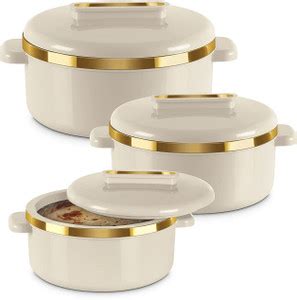 MILTON Curve Inner Stainless Steel Casserole Jr Ivory Pack of 3 Serve ...
