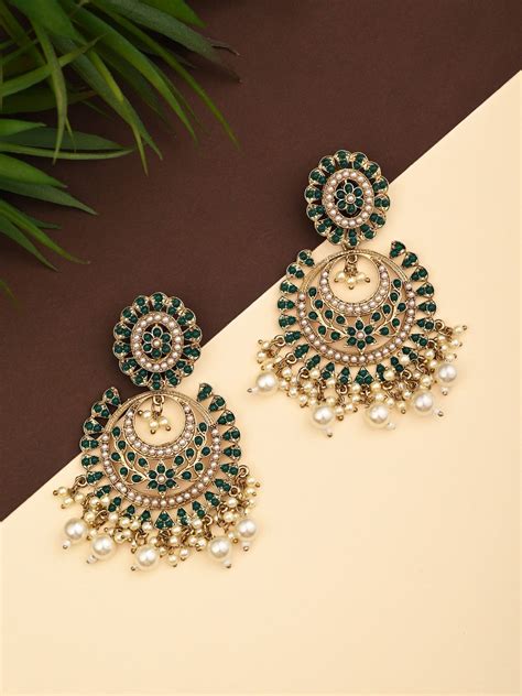Circular Contemporary Chandbali - Green – Anvik