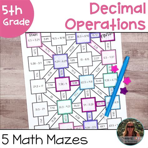 Decimal Operations Math Maze Worksheets - 5th Grade - Worksheets Library